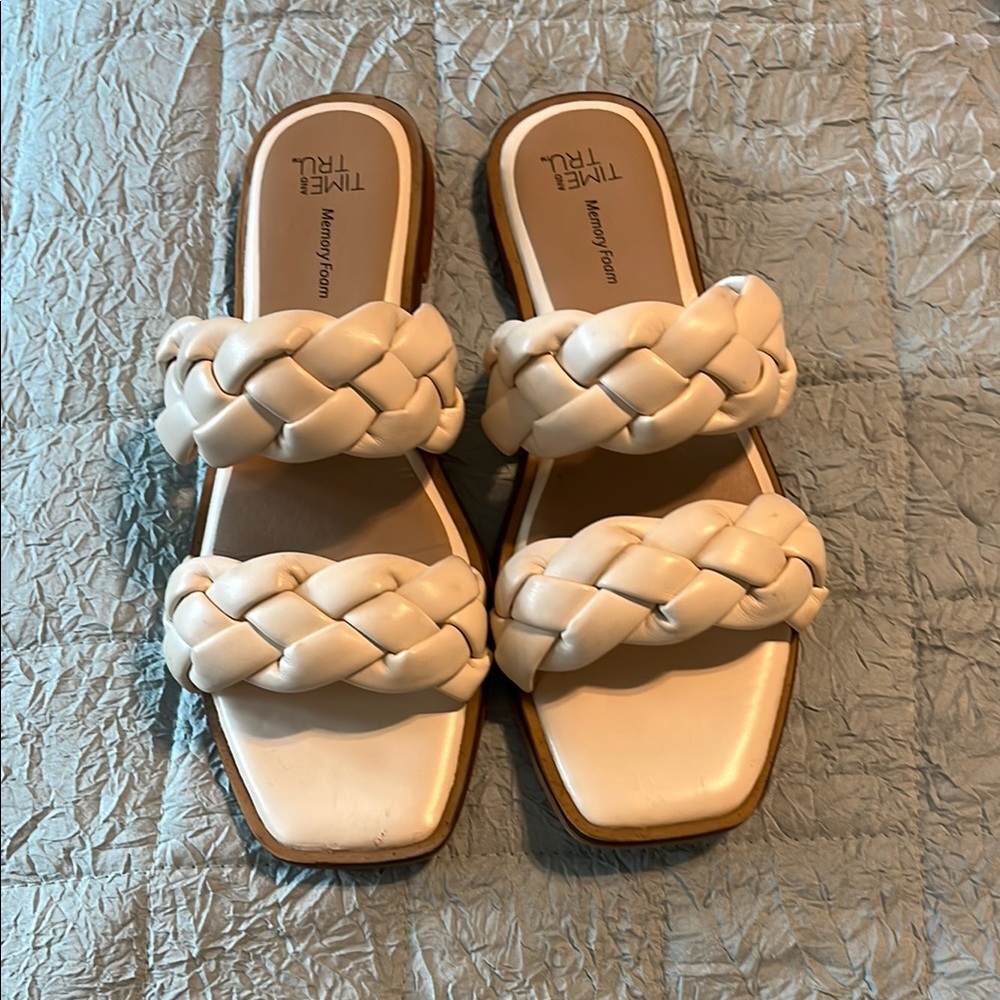 Time and Tru Cream Braided Sandals
